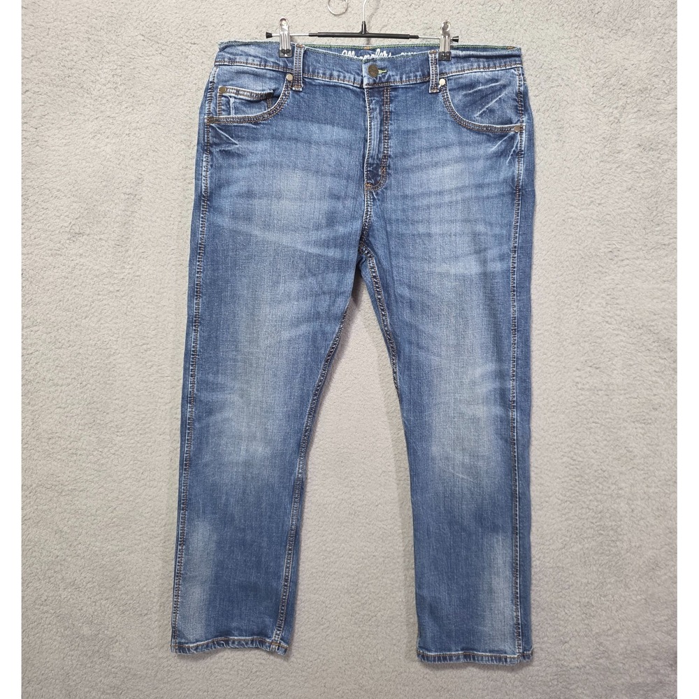 Wrangler Retro Slim Straight Jeans Mens 38x30 Medium Wash Blue Denim 10WLT88BZ